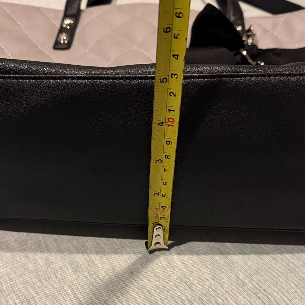 Jessica Simpson Black and Gray Quilted Tote with Bow